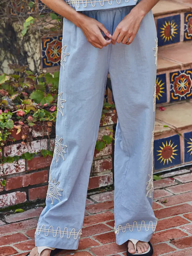 Woven Linen Wide Leg Pants