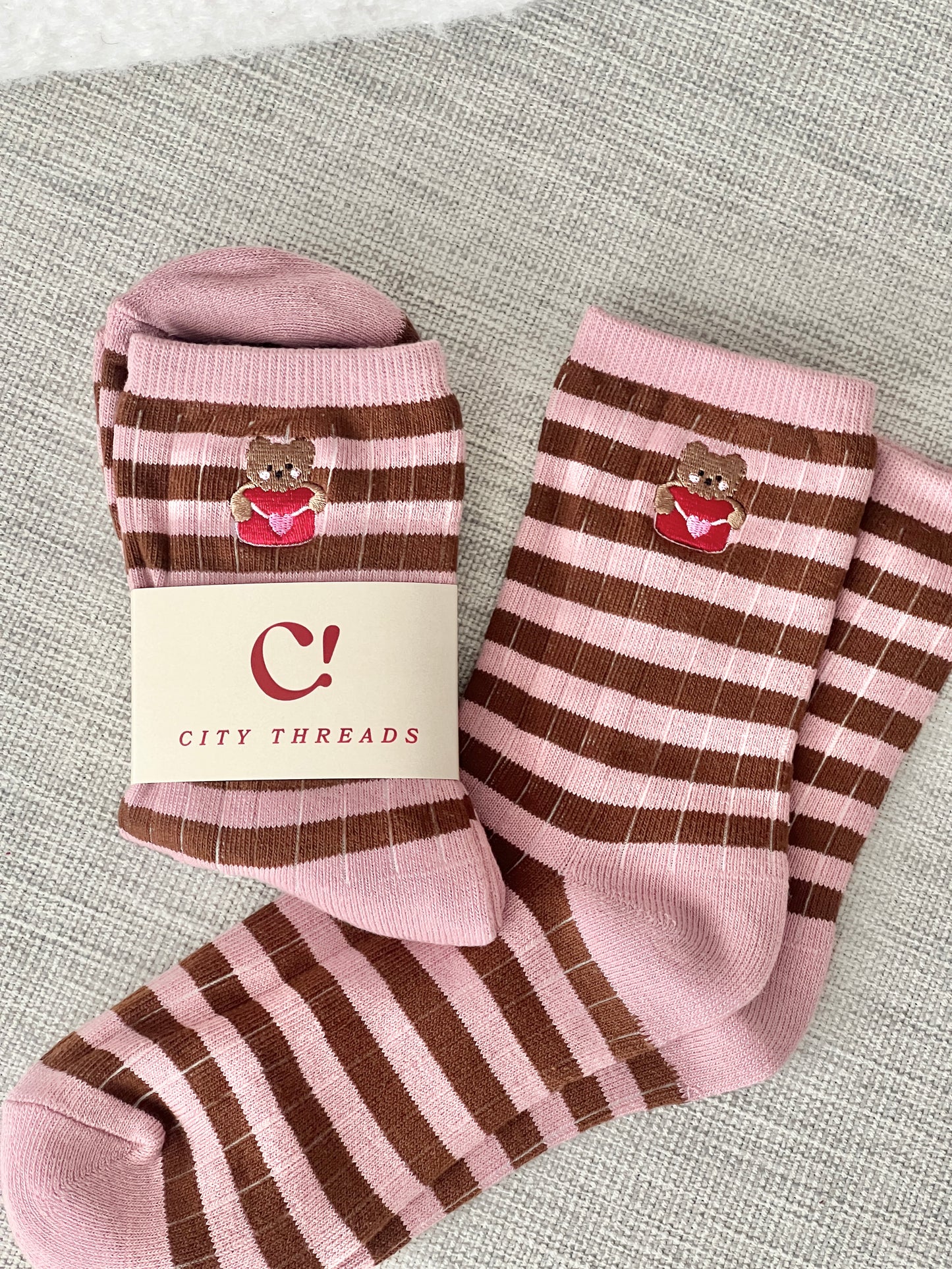 Pink & Brown Striped Sock