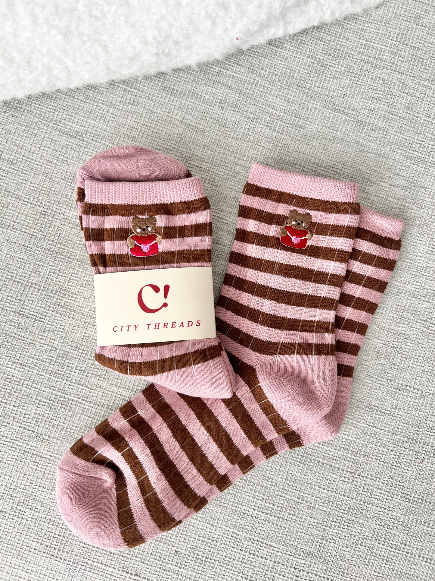 Pink & Brown Striped Sock