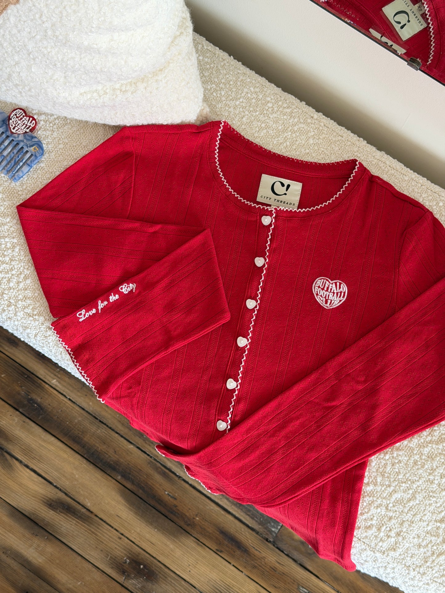 Cotton Pointelle Cardigan