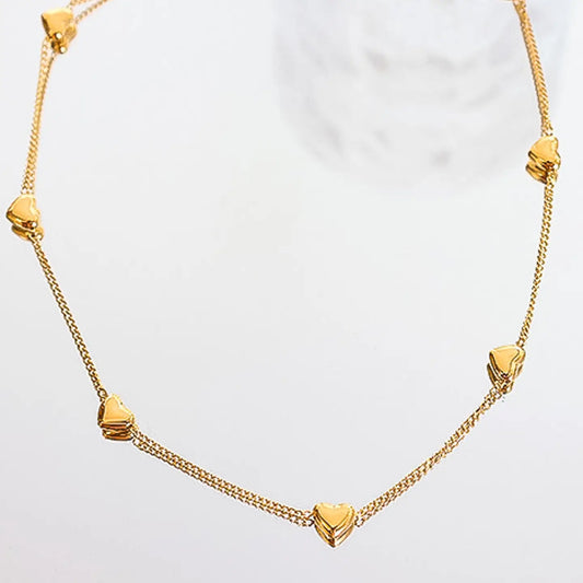 18K Gold Non-Tarnish Petite Heart Necklace